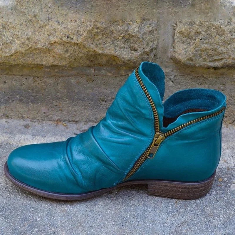 Retro Style PU Leather Ankle Boots