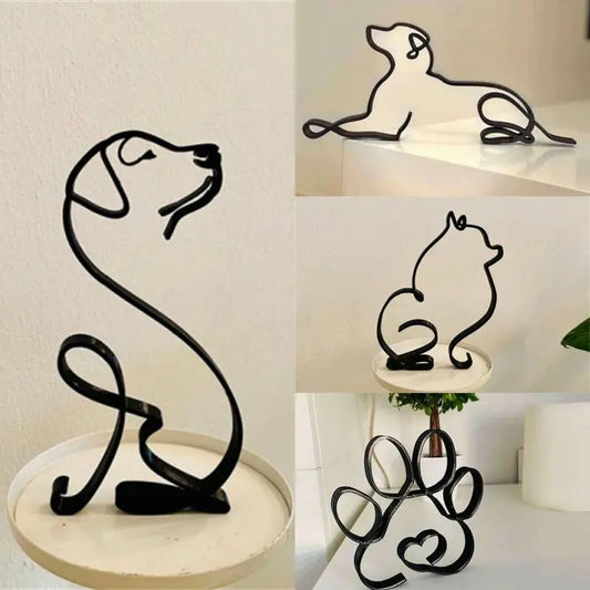 Abstract Metal Dog Sculpture