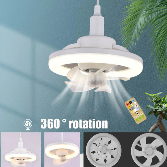 360° Rotating Ceiling Fan with LED Light and Remote Control