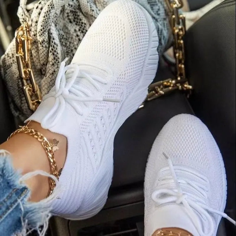 Breathable Lace-Up Platform Sneakers