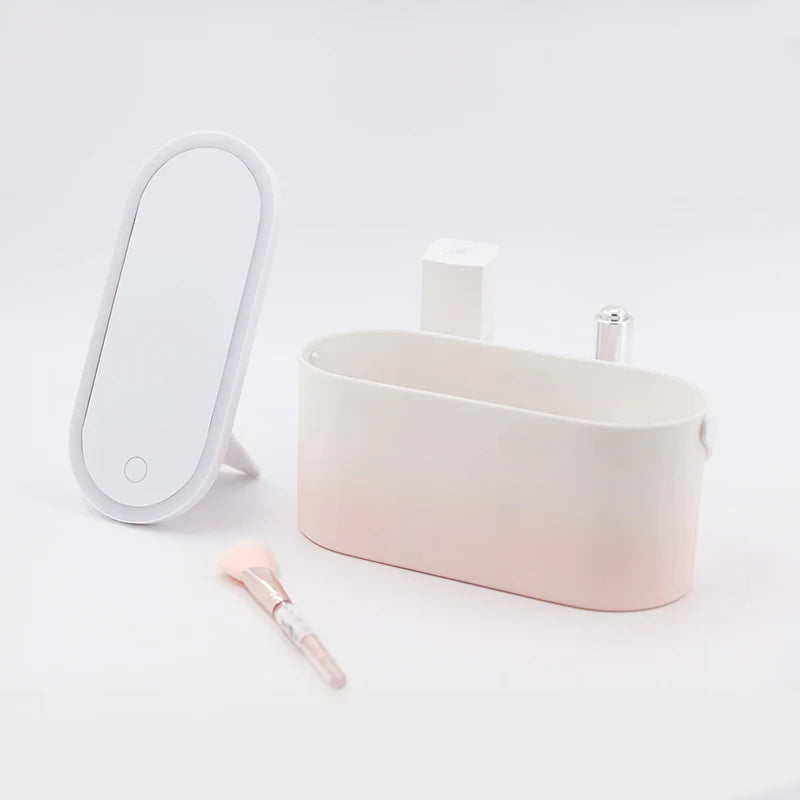 Portable LED Mirror Makeup Storage Box