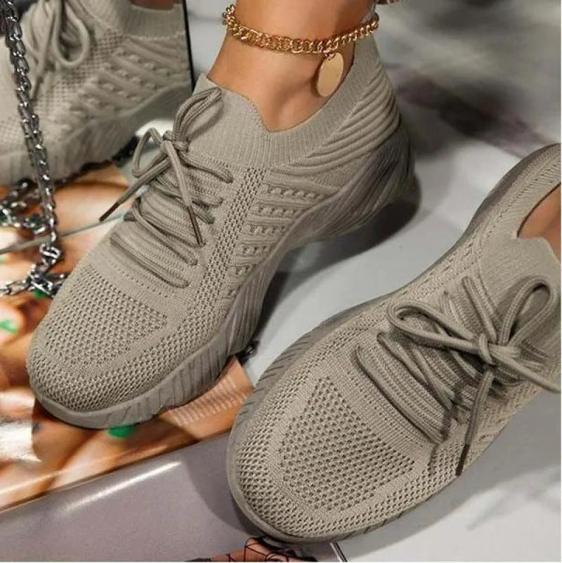 Breathable Lace-Up Platform Sneakers